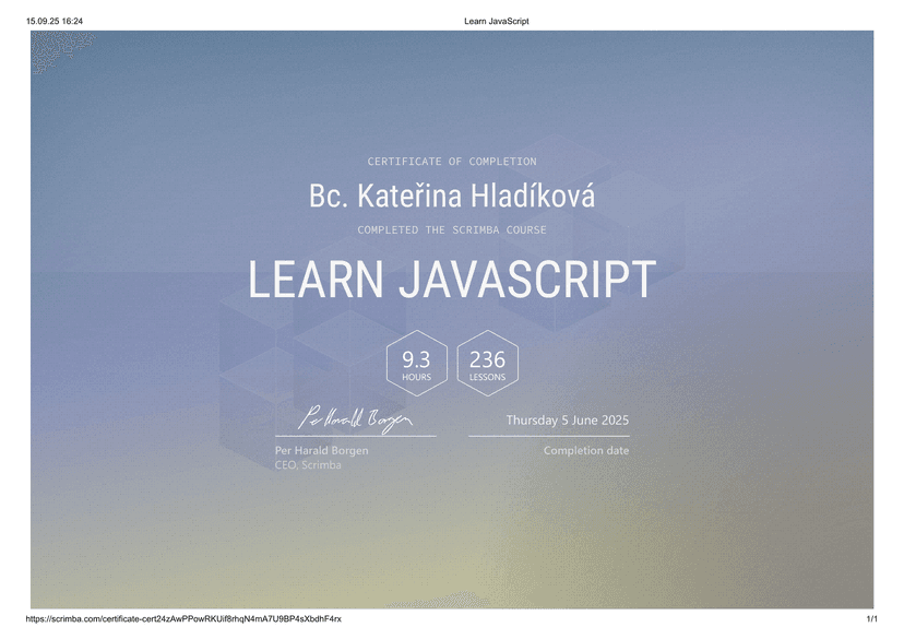 Javascript certificate