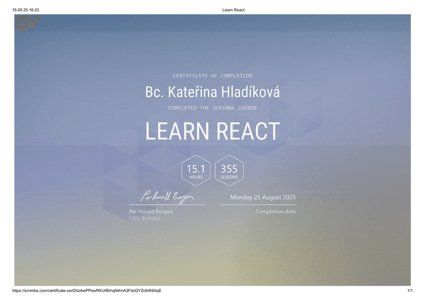 React certificate
