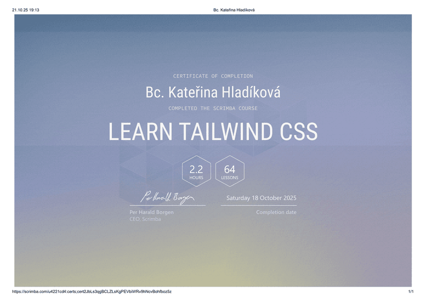 Tailwind certificate